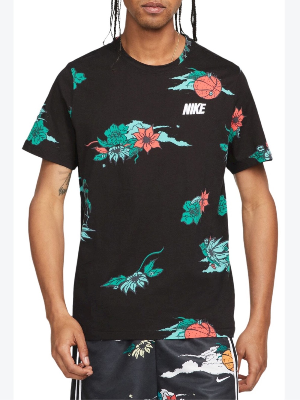 Nike Black Short-Sleeve Floral Graphic Tee